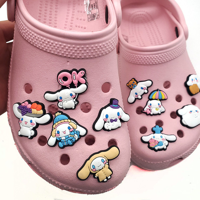 10Pcs Sanrioed Cinnamoroll Crocs Charms Kawaii Shoes Accessories Anime  Sandals Ornaments Cute Decorations DIY Material Girl